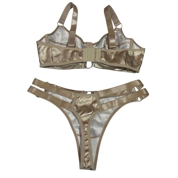 Metallic Gold Bikini Set S Swimwear Cosplay Intimate Coquette Feminine Pinup - Picture 2 of 7